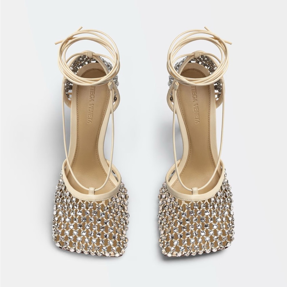 Bottega Veneta Sparkle Stretch Lace-Up Sandal
